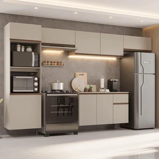 Armário de Cozinha Completa 340 cm Suspenso Nice Madesa 02 em Oferta na Shopee