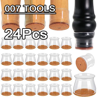 Capa Protetora De Silicone Com 24 Peças Para Pés De Mesa E Cadeira Com Feltro - Silenciosa E Resistente Ao Desgaste