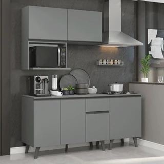 Armário de Cozinha Compacta 180 cm Cinza Nice Madesa 02 em Oferta na Shopee