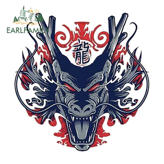 EARLFAMILY 13cm Dragon Head Graffiti Tattoo Car Sticker Autocolante À Prova De Arranhões No Carro Frigorífico Pára-Brisas Traseiro JDM Decalque Moda D'água Estilo De