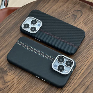 Iphone 14 15 Pro Max 13 12 14 Lente De Liga Magnética Capa Dura Geométrica Twill Manga Protetora De Fibra De Carbono .