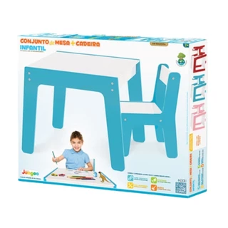 Conjunto Mesa E Cadeira Infantil Azul 991 - Junges