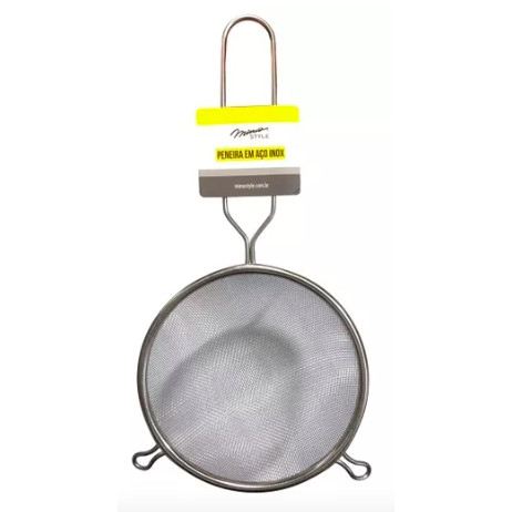 Peneira Aço Inox 16cm Diâmetro Com Gancho P/ Cozinha Gourmet