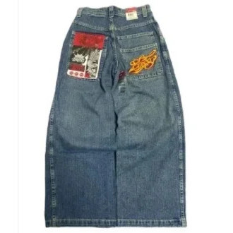 JNCO Y2K calças jeans largas homens do vintage bordado jeans de