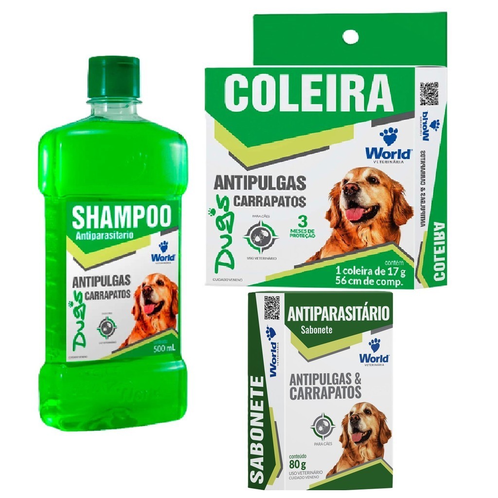Kit Coleira Anti pulga e Carrapato + Shampoo + Sabonete World | Shopee ...