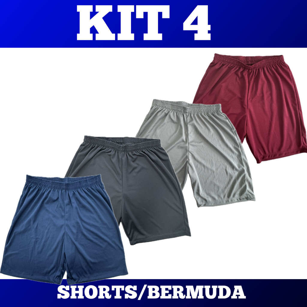KIT 4 - Short Calção Bermuda Masculina - Futebol Corrida Academia Piscina Praia Casual Lazer