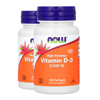 Kit 2x Vitamina D3 2000 IU Alta Potência Now Foods 240Sof Importado/Made in Usa