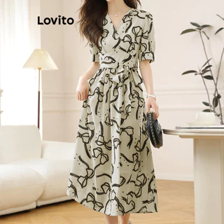 Lovito Vestido floral casual elegante para mulheres LNE62085