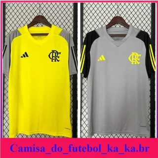 Camiseta de futebol 24 /25 Flamengo Fato de treino Flamengo Amarelo Camiseta de alta qualidade para homens Camiseta de manga curta cinza