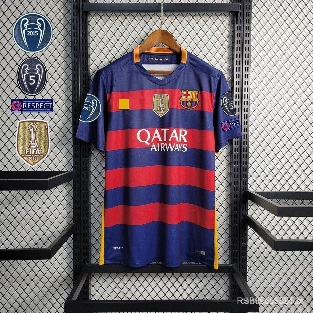 Camisa Blusa de Suor | Retro 2015-16 Temporada Barcelona Home Vermelho/Azul
