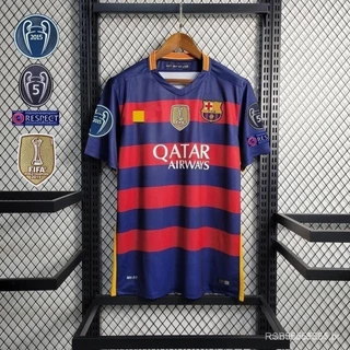 Camisa Blusa de Suor | Retro 2015-16 Temporada Barcelona Home Vermelho/Azul