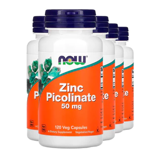 Kit 5x Picolinato de Zinco 50 mg Now Foods 30 Cáps Importado /Made in Usa