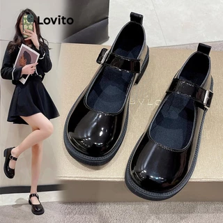 Lovito Slip Ons antiderrapantes lisos casuais para mulheres LFA45485