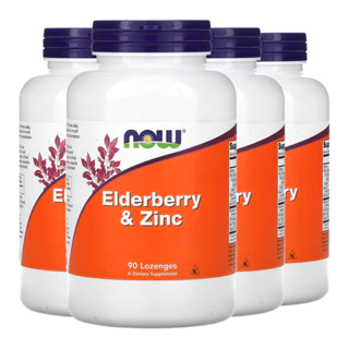 Kit 4x Sabugueiro e Zinco Now Foods 90 Pastilhas Importado /Made in Usa