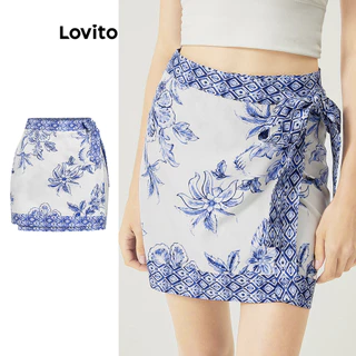 Lovito Saia de renda com estampa tribal boho para mulheres L100MD378
