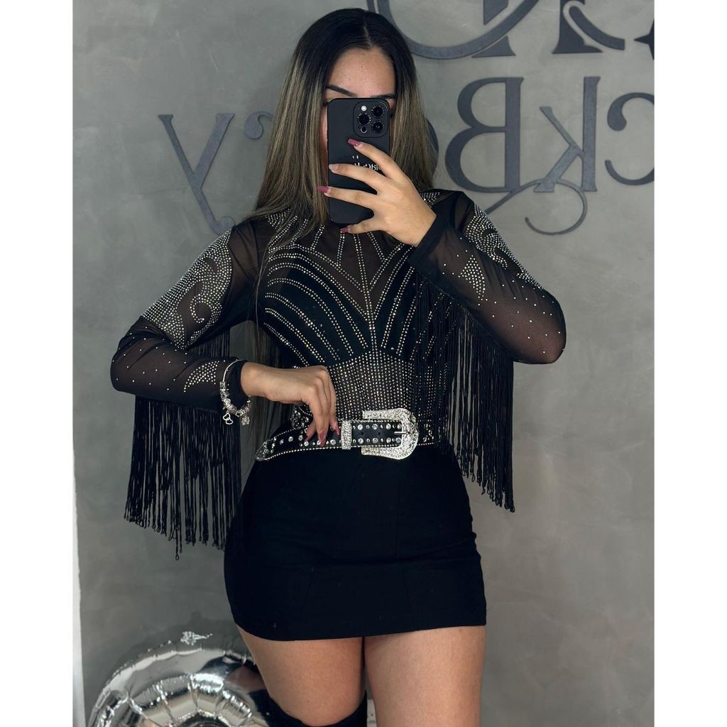 body de tule strass com franja | Shopee Brasil