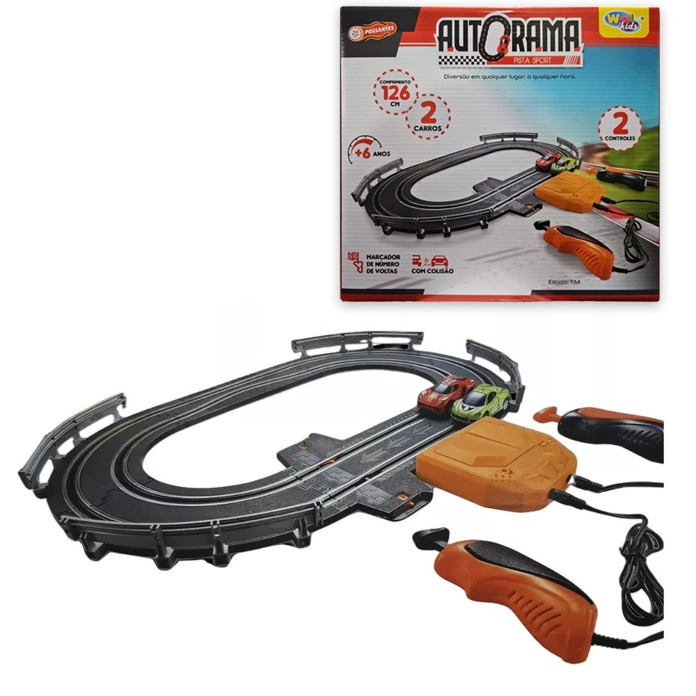 Autorama Pista Eletrica com Colisão Sport 2 carros 1,26mt | Shopee Brasil