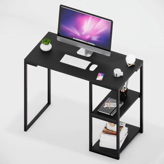 Escrivaninha Mesa Prateleira 100% MDF 90 CM Preta Estudo Notebook Computador Moderna Escritorio