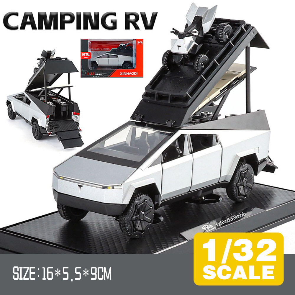 KLT 1 : 32 Tesla Cybertruck Captador Touring RV Diecast Modelo
