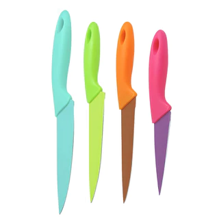 Faca Colorida De Inox Jogo Kit 4 Peças Para Cozinha Utensílio  marisa em Oferta na Shopee