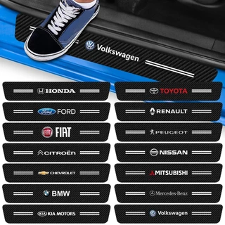 Kit 4 Peças Adesivo Soleira de Porta Carro Modelo Proteção Fibra de Carbono Anti Arranhões Varios Modelos