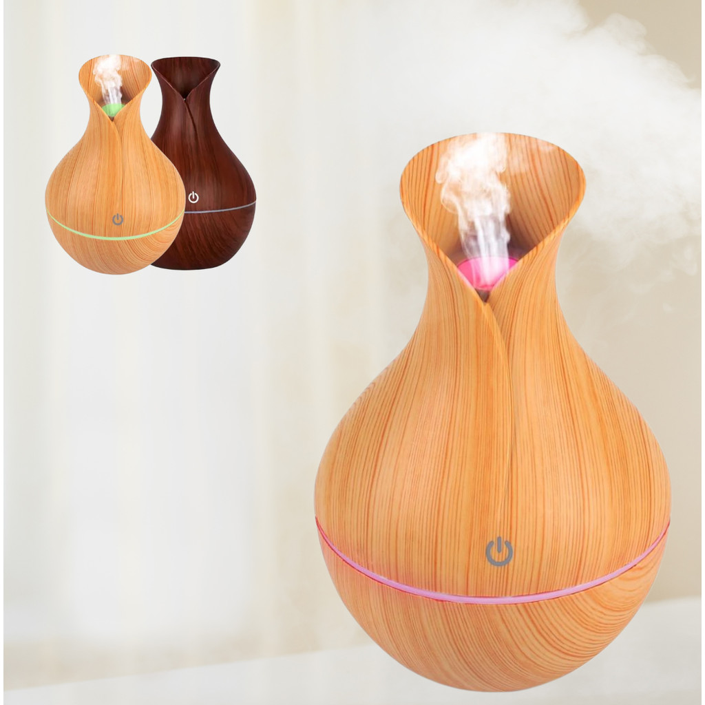 Umidificador de Ar Ultrassônico Madeira com LED e Difusor de Aromas ...