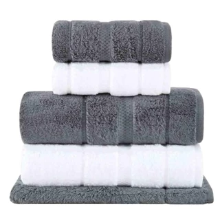 Jogo de Toalhas de Banho com 05 Peças Vision Dual Air Branca e Cinza - Buddemeyer em Oferta na Shopee