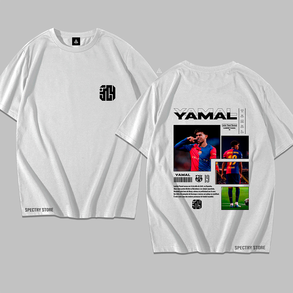 Camisa Camiseta Lamine Yamal 19 Barca Futebol Streetwear Algodão