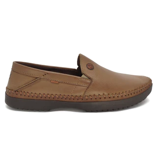 Mocassim Freeway Masculino Couro Legítimo Liso com Elástico Loganx Original