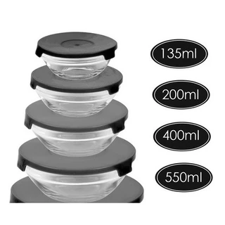 Conjunto de 4 Potes de vidro com Tampa Pretos - 4 Peças - Mostruário