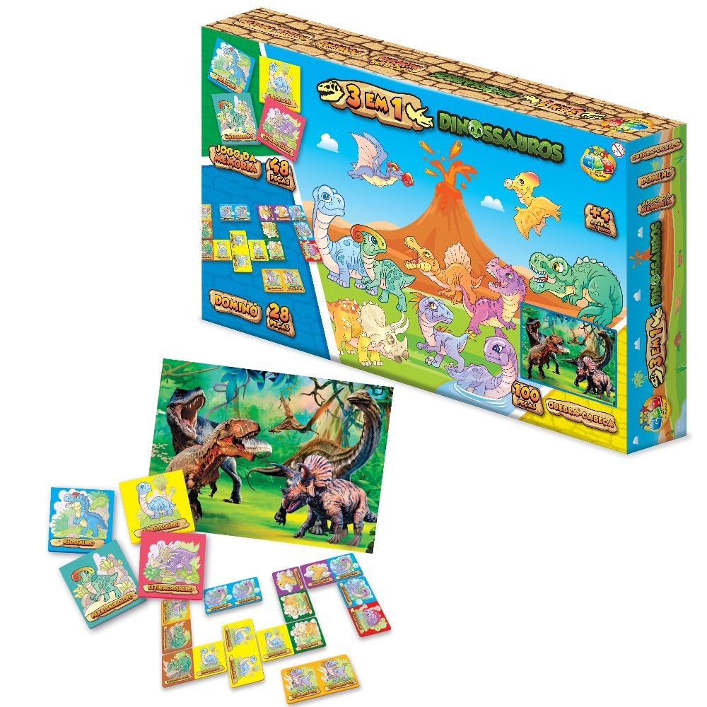 Quebra Cabeça Infantil + Jogo Da Memoria + Domino Jogo 3 X 1 ...