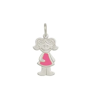 Pingente menina vestido rosa prata 925 em Oferta na Shopee