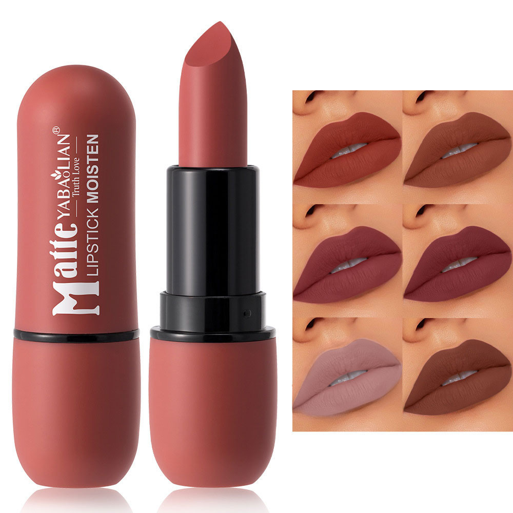 Baton Matte Matte Matte Lipstick Rendering Color Rendering Não Fácil de Colar Copo Maquiagem à prova d'água