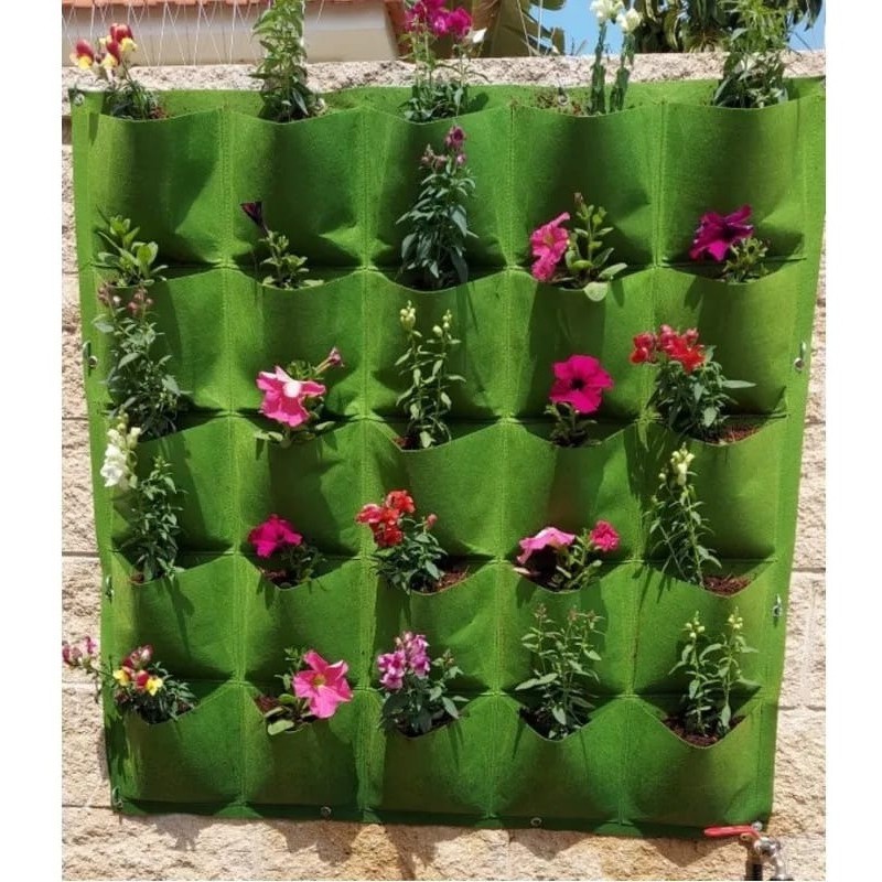 Jardim Vertical 9 Bolsos Pendurado Plantador De Parede 50x50