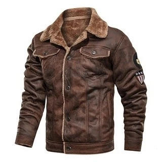 Pu Men Jacket Thick Cashmere Casaco De Caxemira Quente Militar Bombardeiro Tático Outwear Casacos De Couro Lã Masculino Pele Windcut