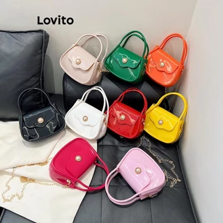 Lovito Bolsa de ombro pequena casual com corrente de pérolas lisas para mulheres LFA43008