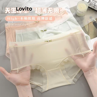 Lovito Calcinha casual com laço liso para mulheres LNM75017