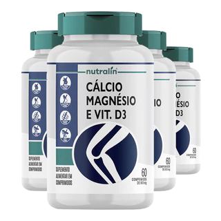 Kit 4x Cálcio Magnésio e Vitamina D3 Nutralín 60 Comp.