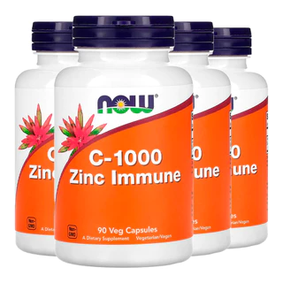 Kit 4x Vitama C-1000 Zinco Immune Now Foods 90 Cáps Importado /Made in Usa