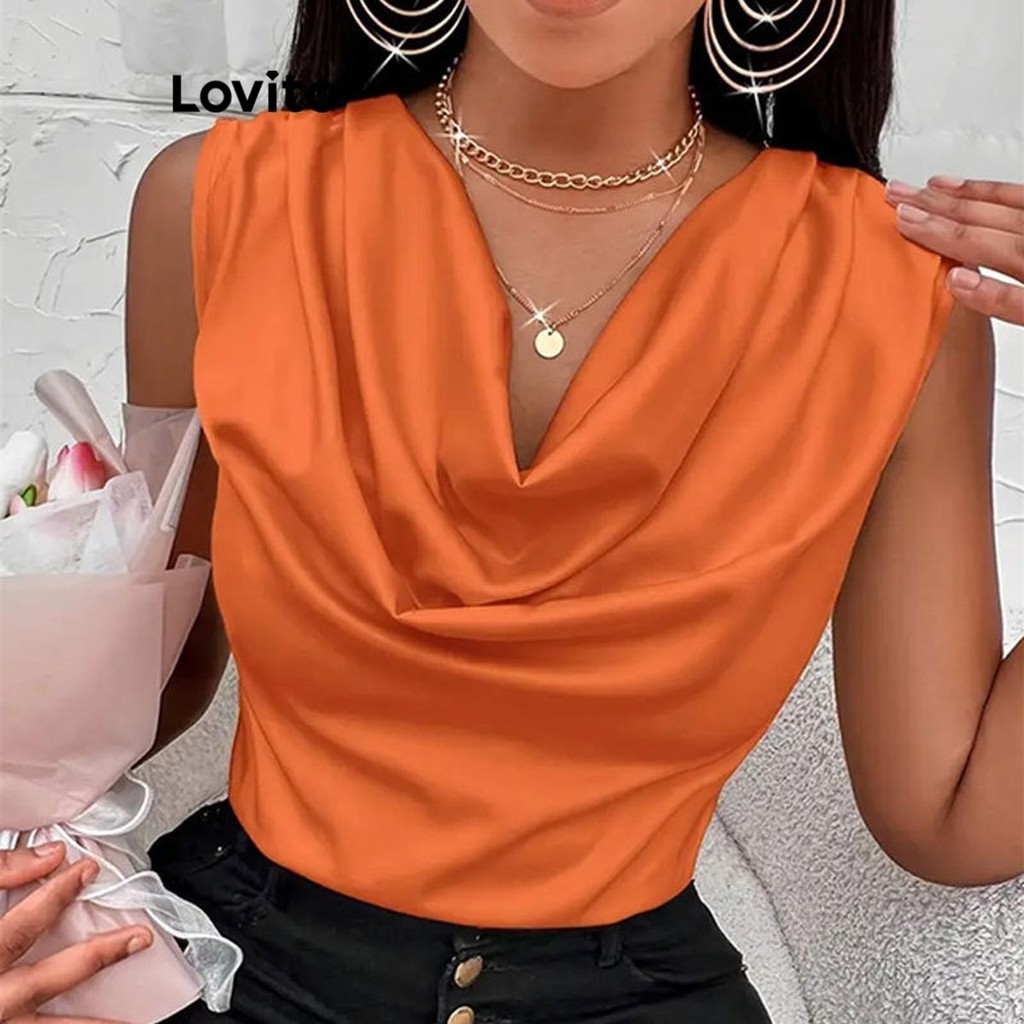 Lovito Regata básica lisa casual para mulheres LNL67064