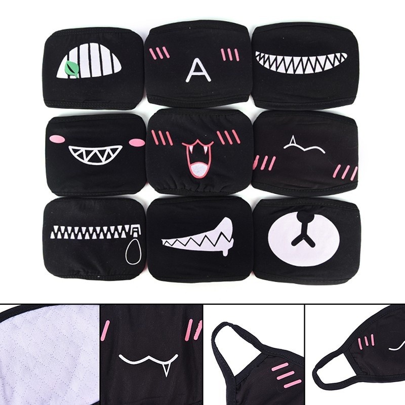 Yl 1 PC Unisex desenhos animados Engraçado Dentes de boca preta de três camadas de algodão Máscara Máscara de meia face para venda Br