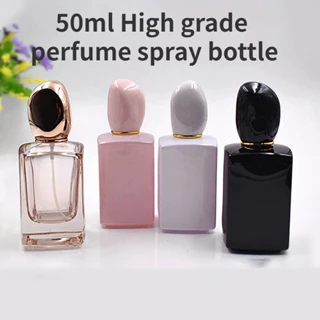 Frasco De 50ML De Spray De Perfume Quadrado Portátil De Vidro Espesso E Vazio Para Viagem