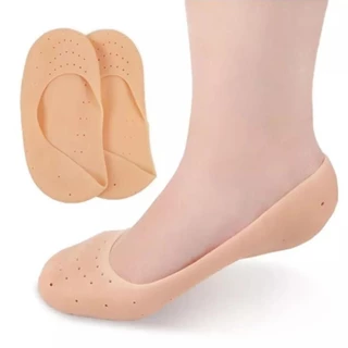 Meia Silicone Hidratante Pé Calcanhar Antiderrapante Protetor Silicone Sapato Par de Meia Palmilha