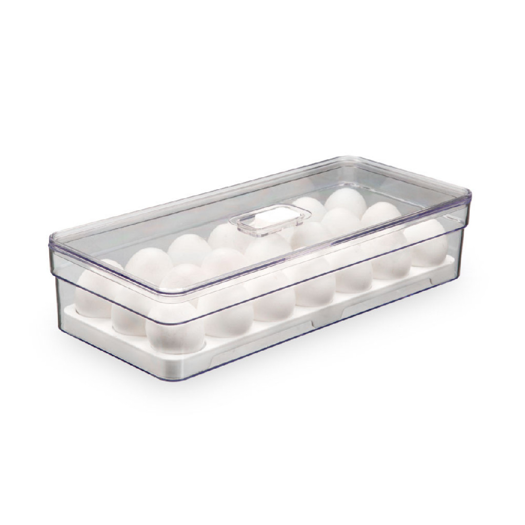Organizador Porta Ovos Geladeira 21 Un Tampa Acrílico Transparente Academia Fitness Dieta