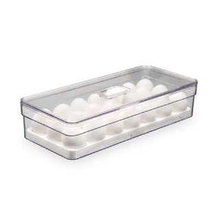 Organizador Porta Ovos Geladeira 21 Un Tampa Acrílico Transparente Academia Fitness Dieta
