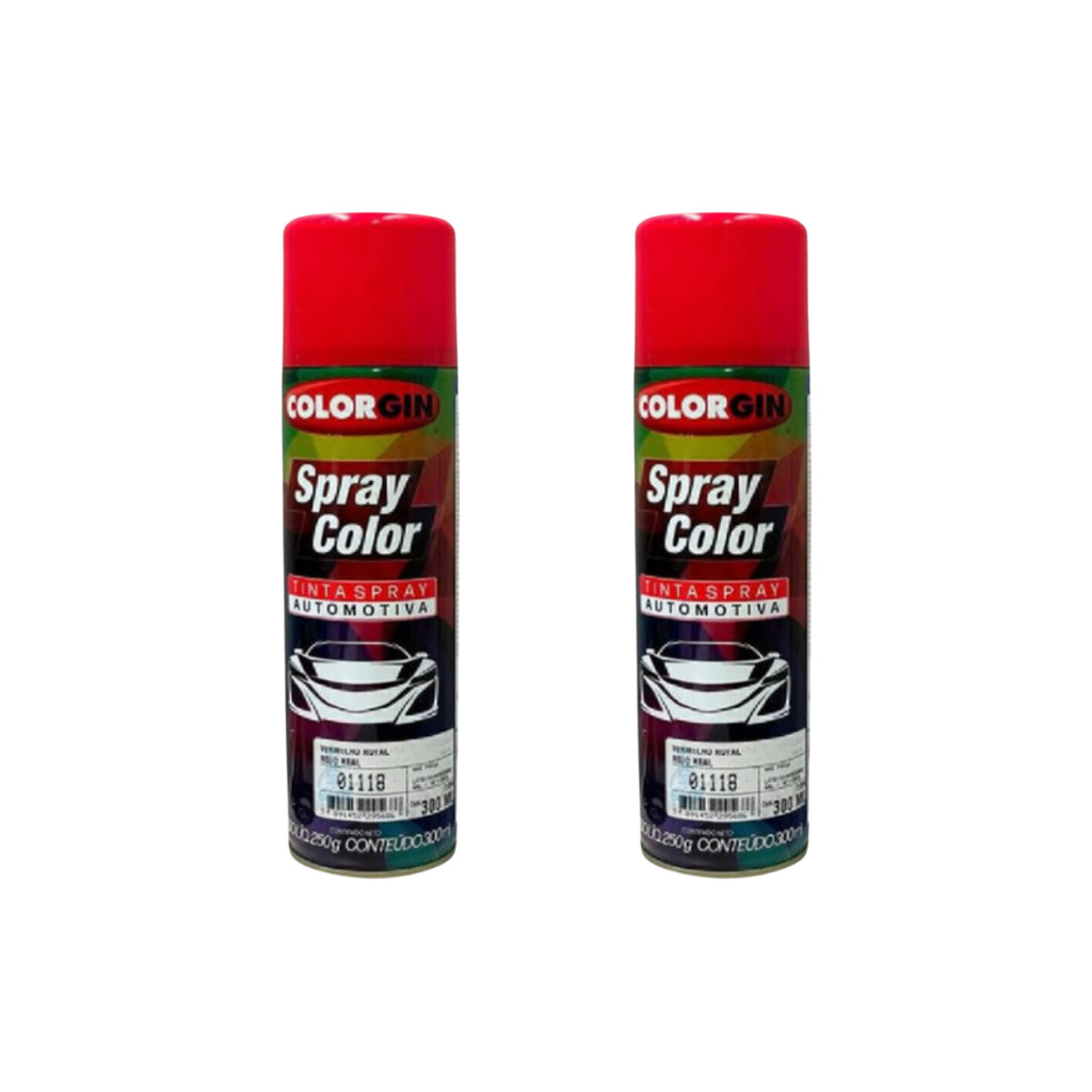 Kit 2 Spray Automotivo 300ml Vermelho Royal - Colorgin | Shopee Brasil