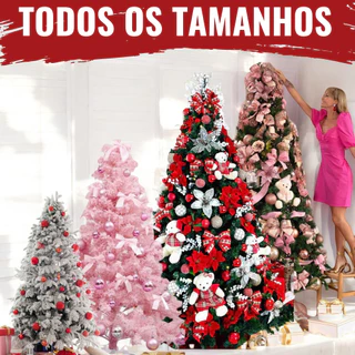 Árvore de Natal Grande 2,40m 2,10m 1,80m Verde Nevada Rosa Cheia Gorda Premium Luxo