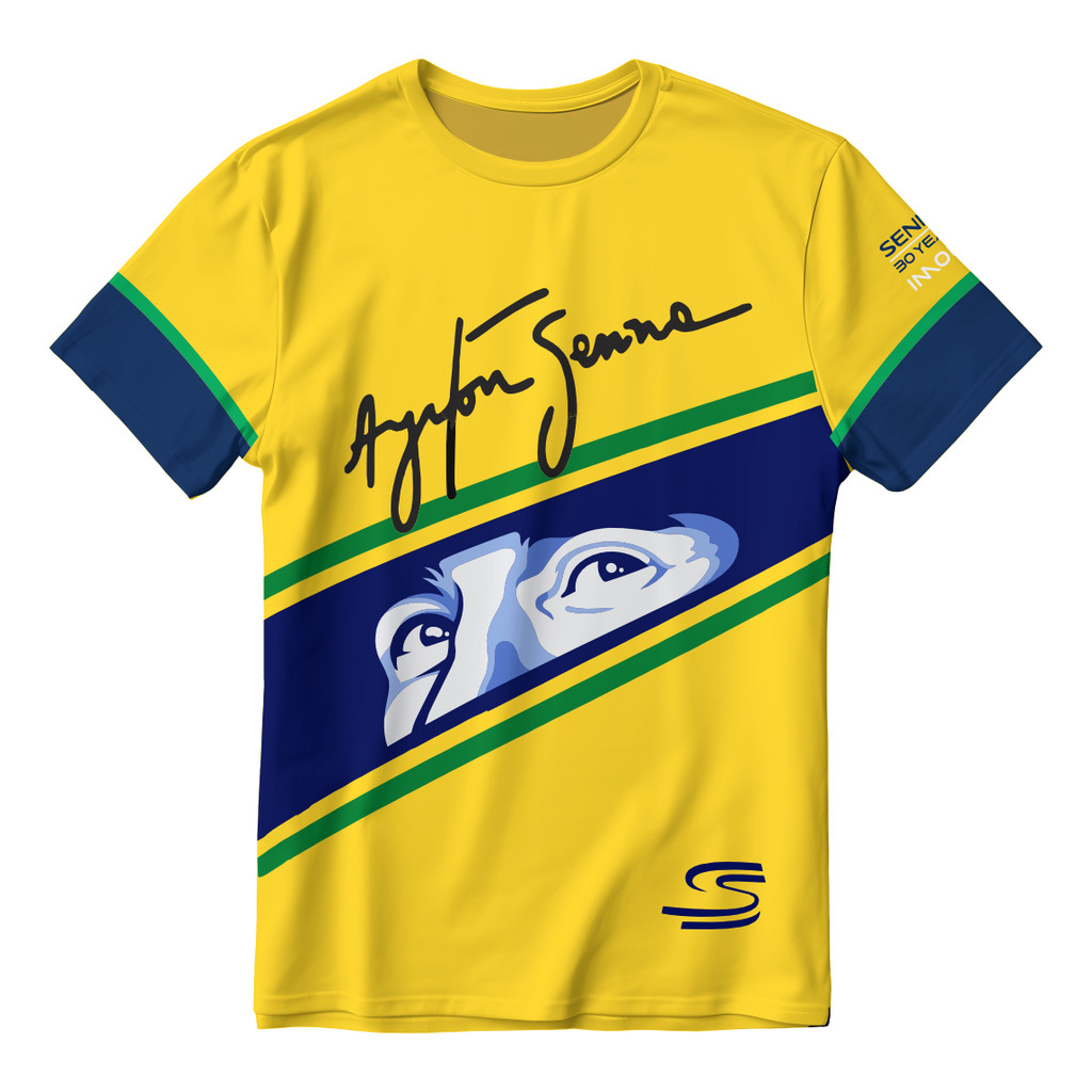 Camisa Amarela Ayrton Senna Dry Fit Uv50+ Edição Especial
