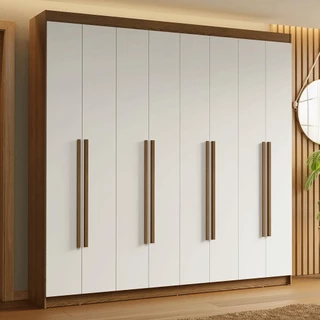 Guarda-Roupa Casal 8 Portas Batentes Rustic/Branco/Rustic Saturno Madesa em Oferta na Shopee