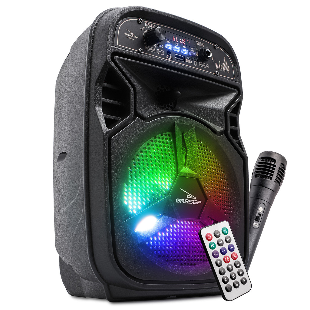 Caixa De Som Grande Bluetooth Potente Para Eventos Led RGB Painel Para Controle De Volume Com Controle Remoto Microfone